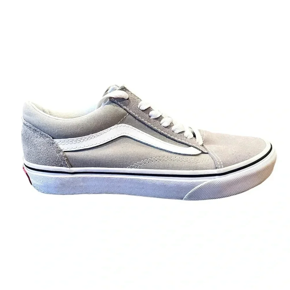 Vans Off the Wall unisex suede leather lace-up sneaker SZ 6.5 women gray white
